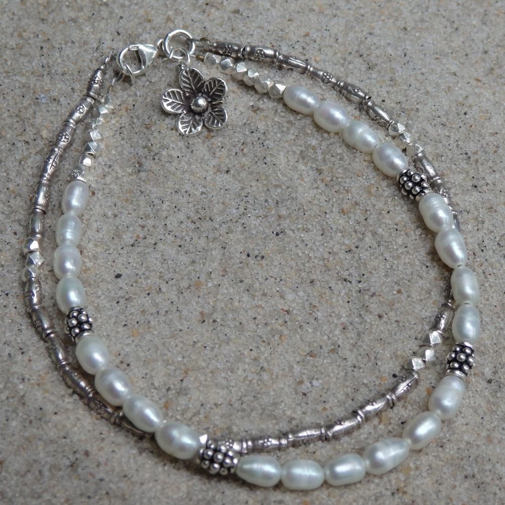 NWT Pearl and Sterling Silver Multistrand Bracelet